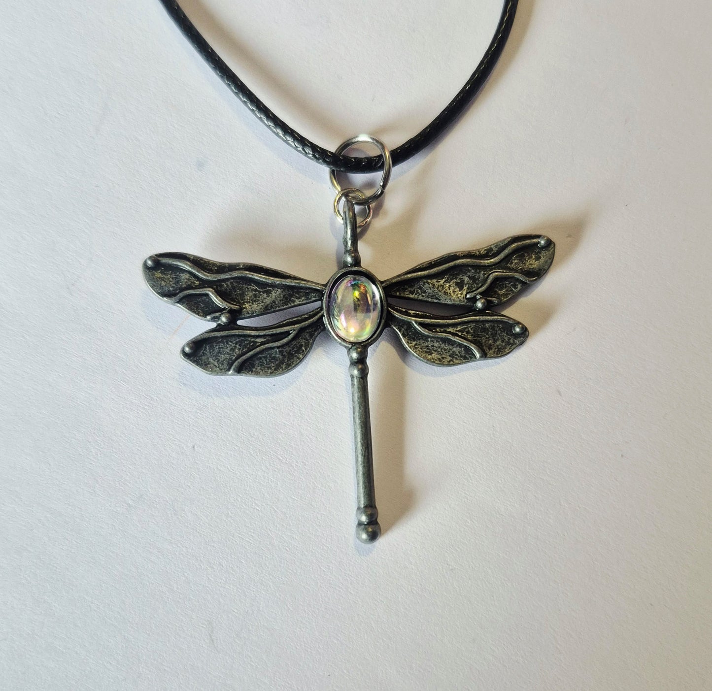 Dragonfly Pendant Necklace – Iridescent Gem &amp; Vintage Charm