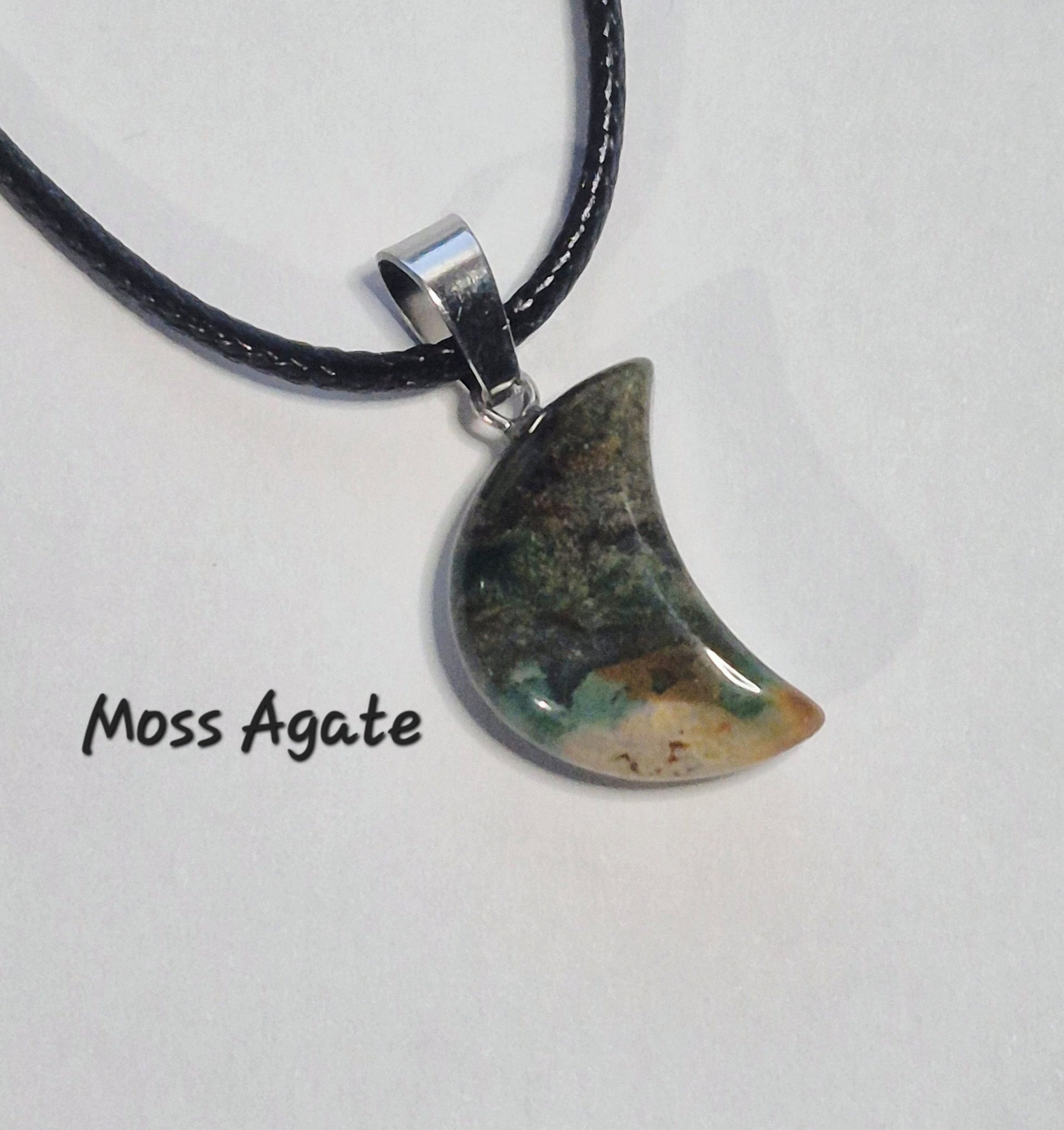 Crescent Moon Gemstone Pendant Necklaces