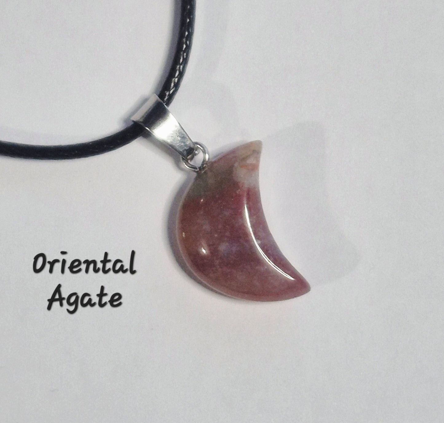 Crescent Moon Gemstone Pendant Necklaces