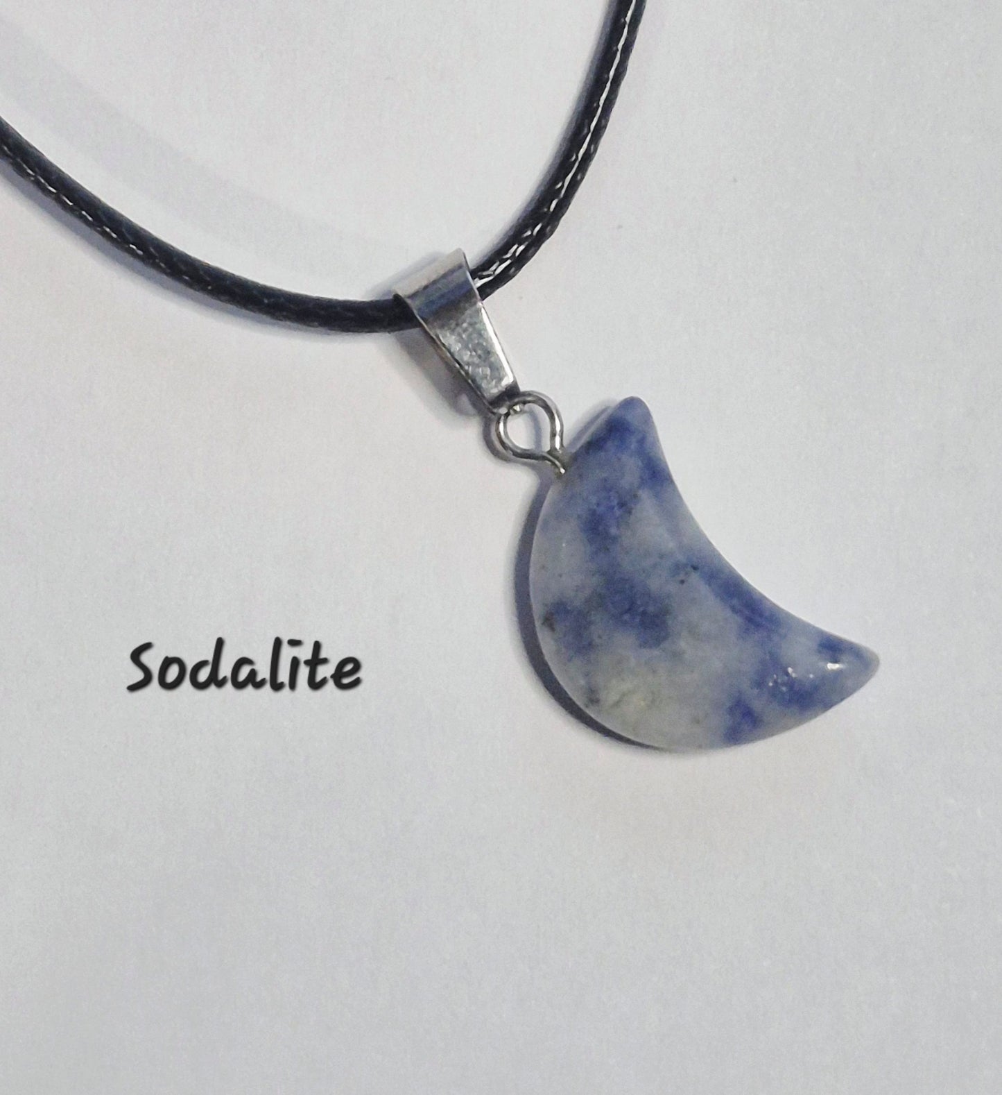 Crescent Moon Gemstone Pendant Necklaces