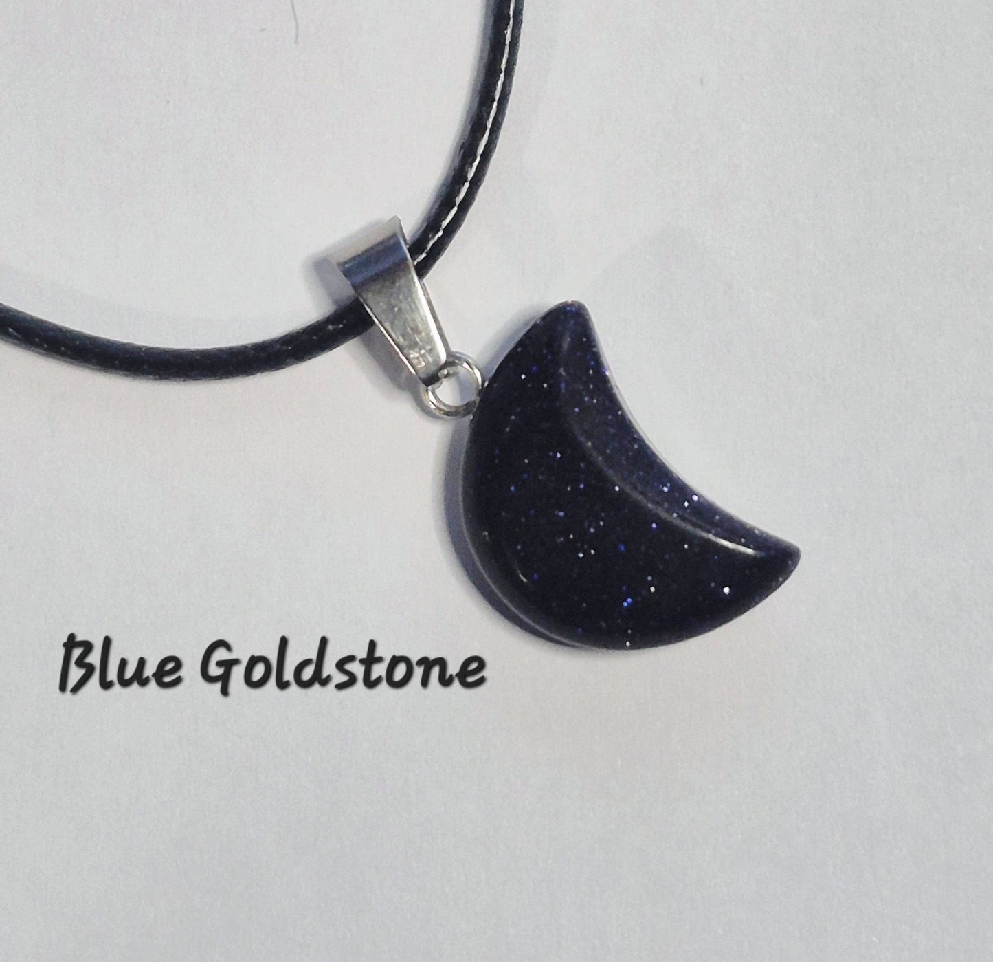 Crescent Moon Gemstone Pendant Necklaces