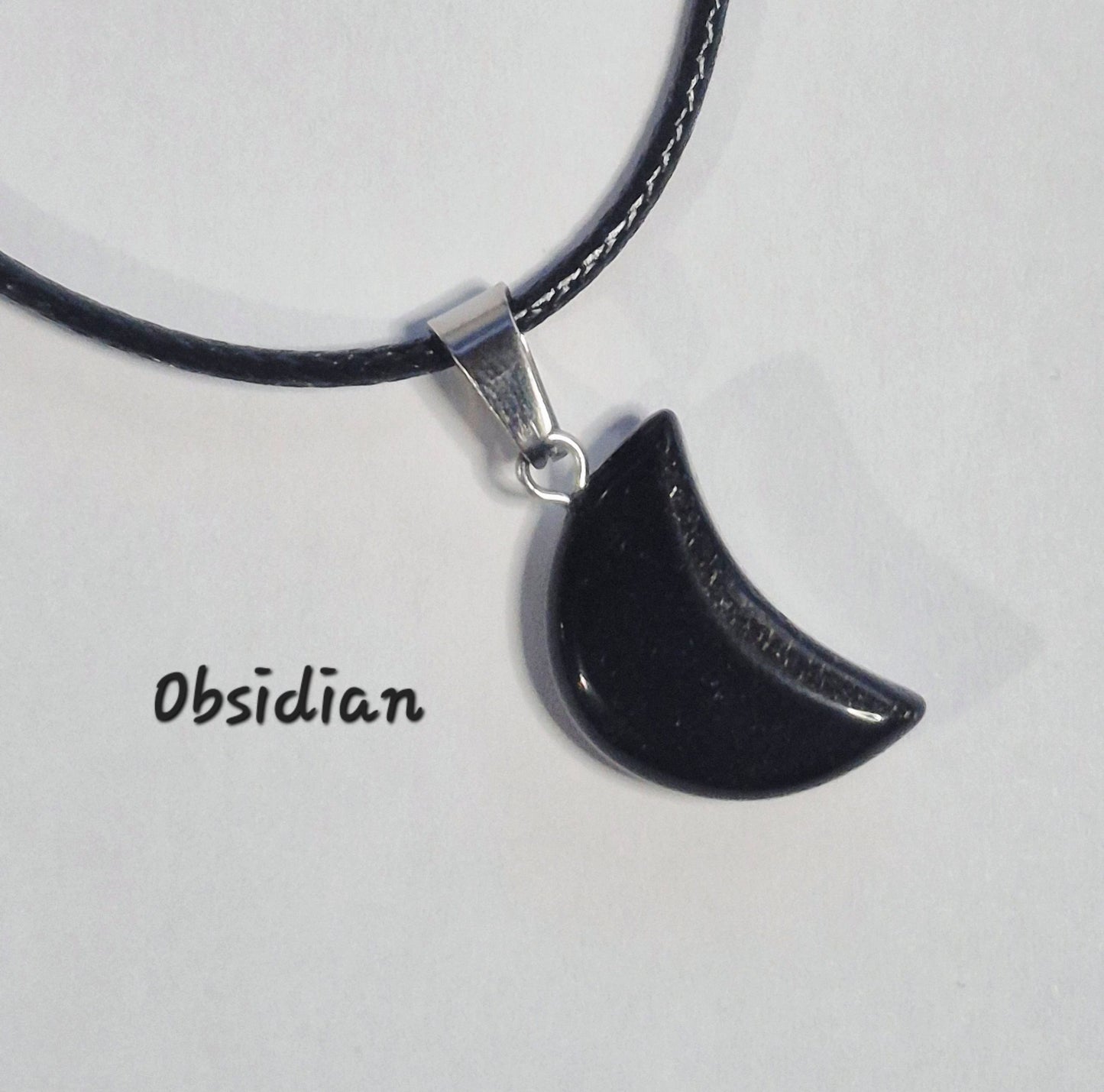 Crescent Moon Gemstone Pendant Necklaces