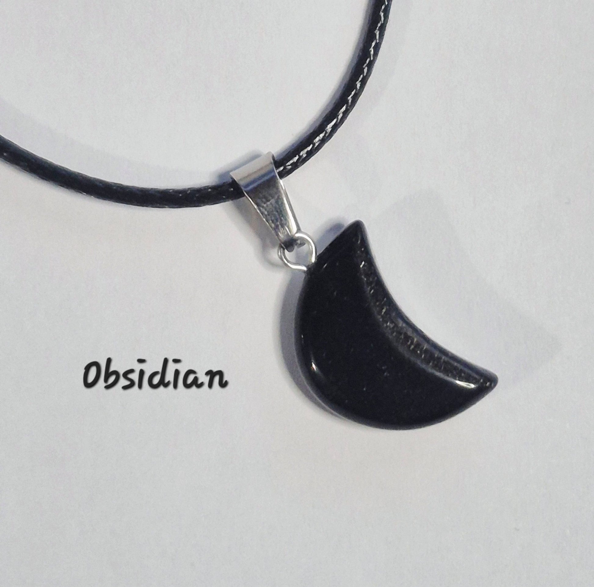 Crescent Moon Gemstone Pendant Necklaces