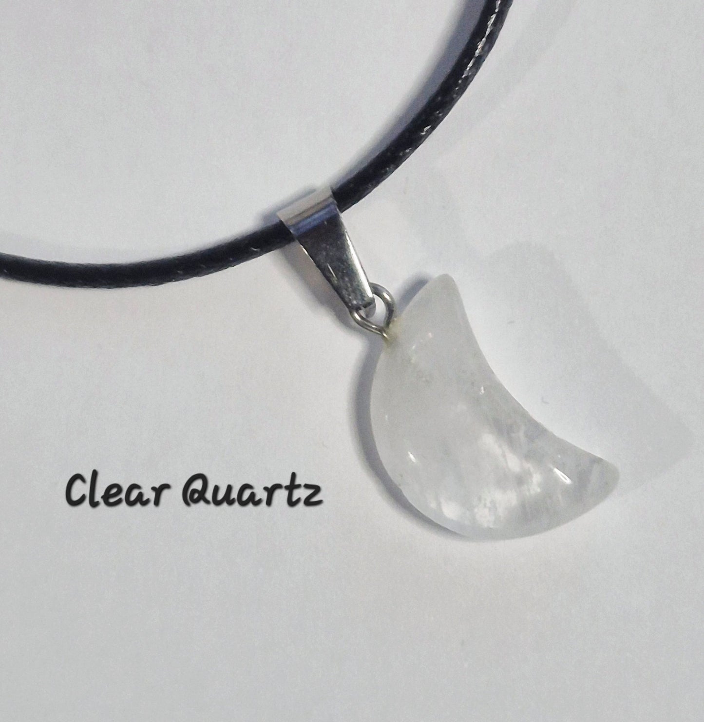 Crescent Moon Gemstone Pendant Necklaces