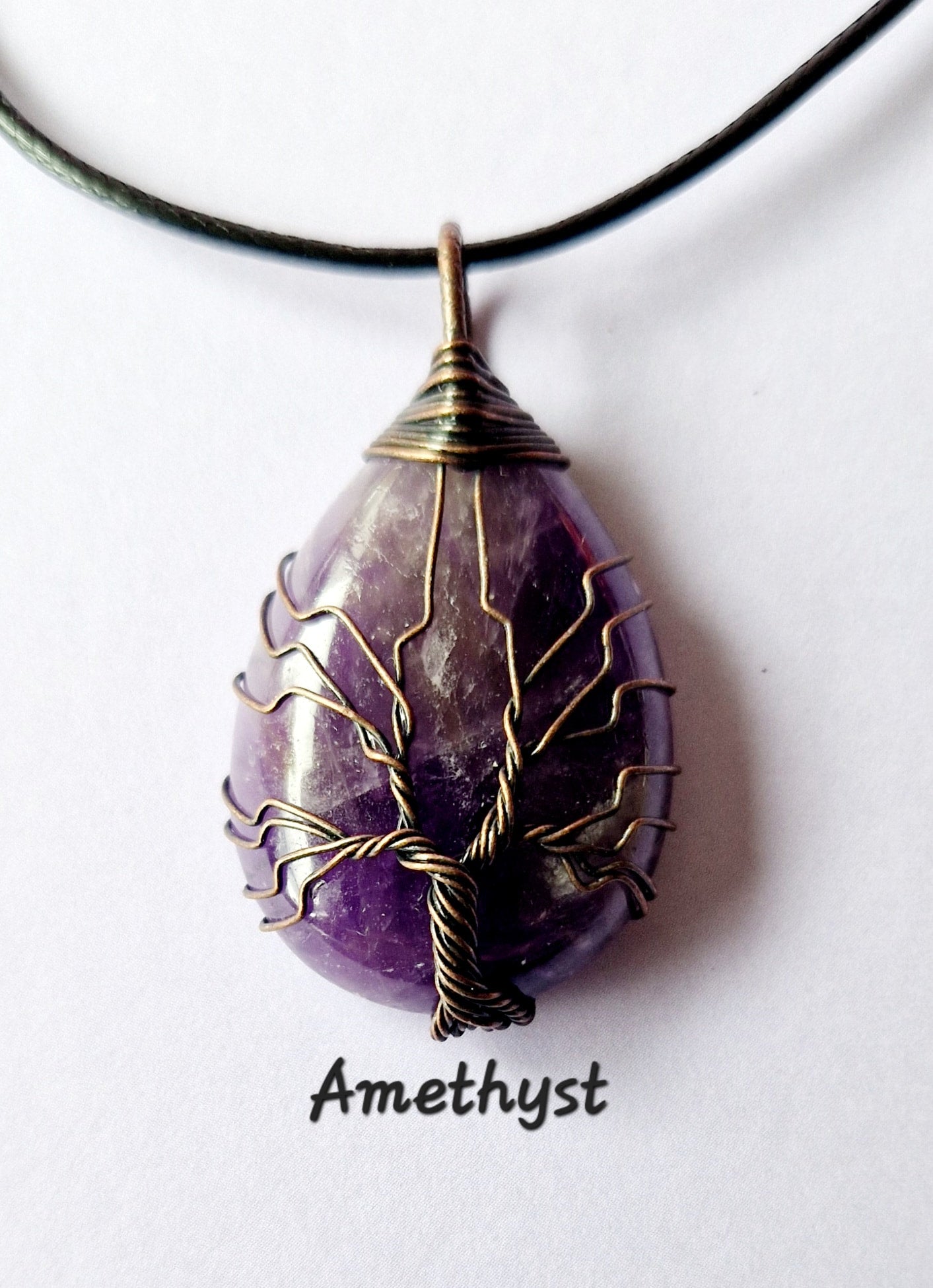 Gemstone wire wrapped Tree of Life Necklaces