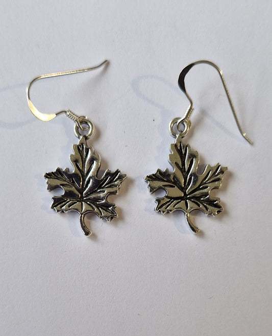 Maple Leaf Earrings – Sterling Silver Hooks