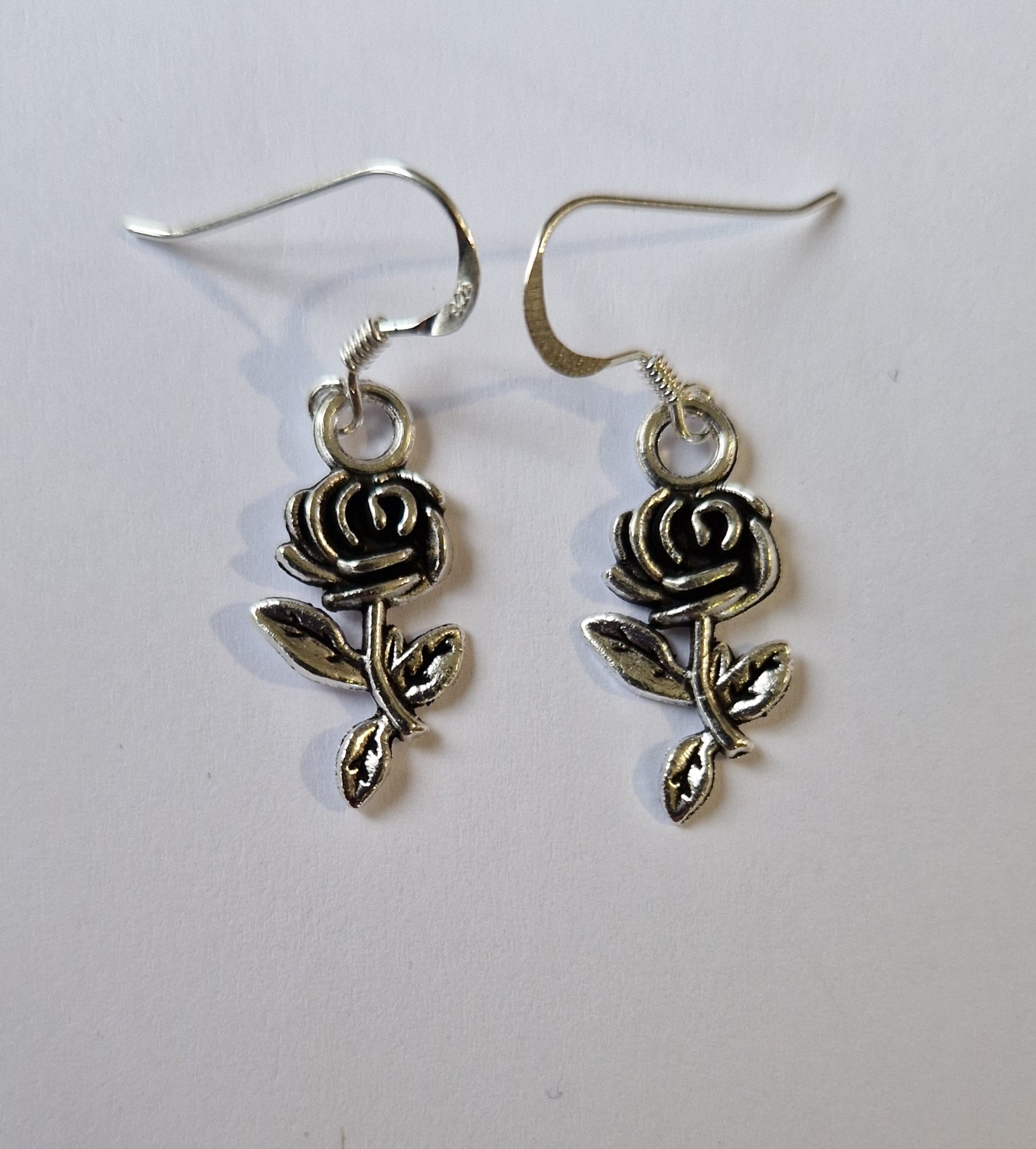 Rose Earrings – Sterling Silver Hooks