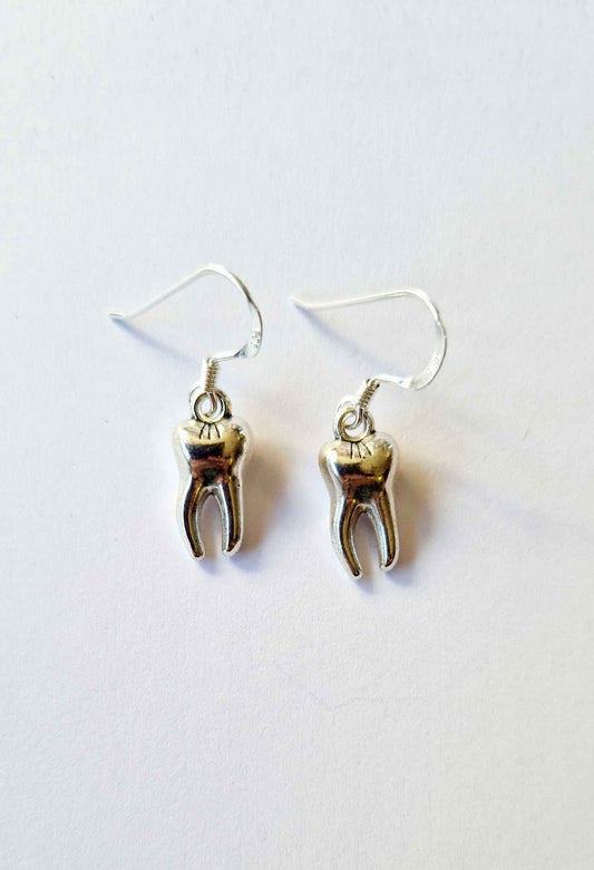 3D Silver Teeth Earrings